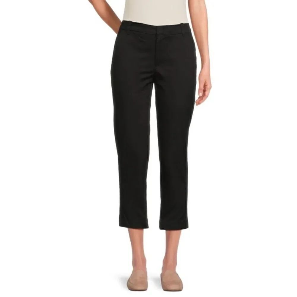 VINCE Flat Front Cropped Chino Pants in Black NWT Size 4